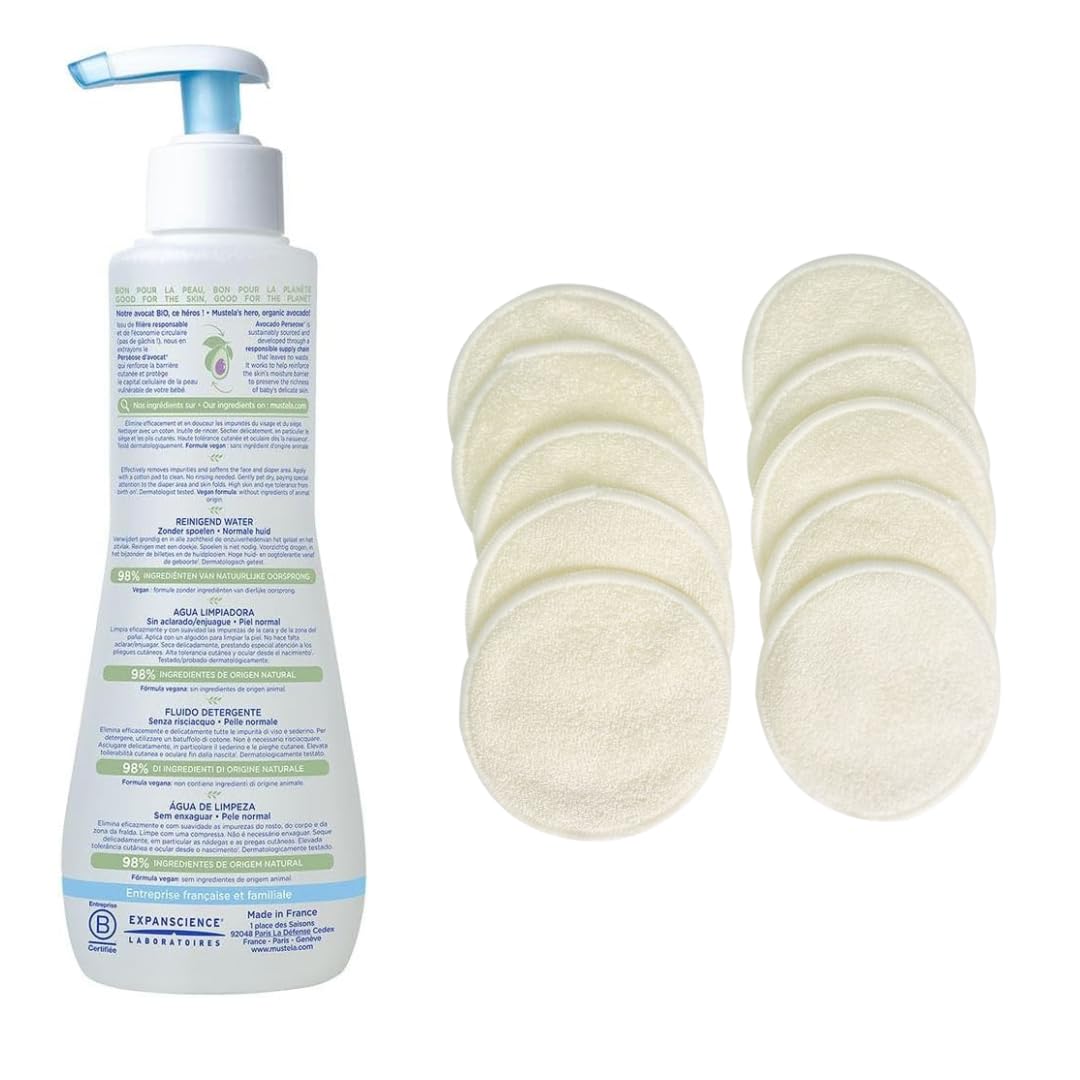 Alimos Bébé Acqua detergente senza risciacquo 300 ml con tamponi riutilizzabili in cotone di bambù