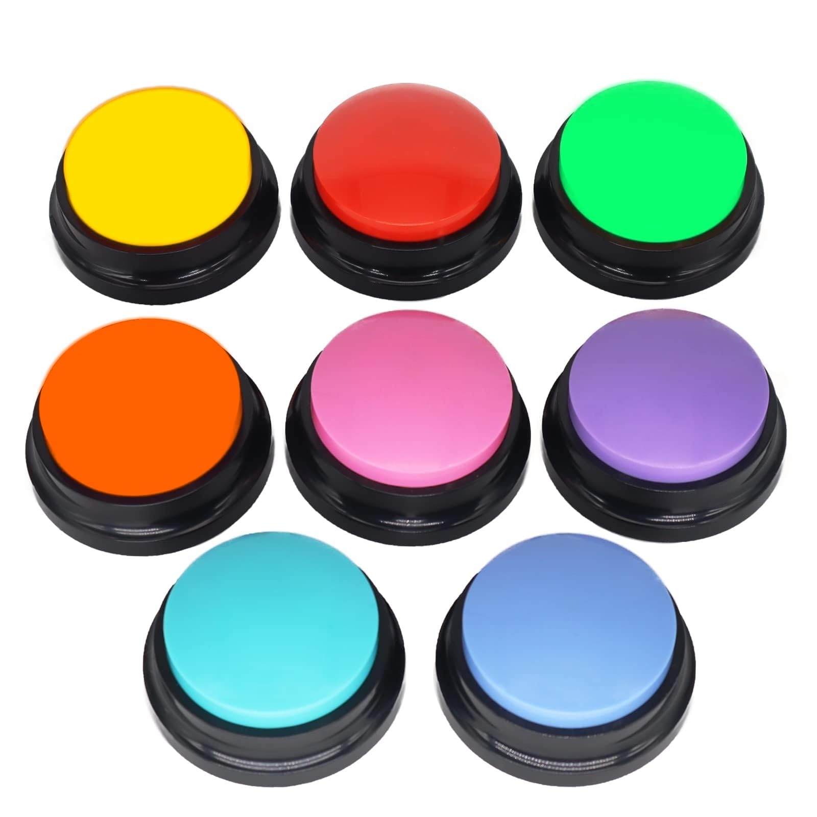 Botones de entrenamiento para mascotas para comunicación, 8 botones de grabación de voz de color con 50 calcomanías de escena y zumbador grabable de 30 segundos, botones de conversación de