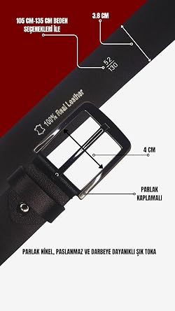 Men's 100% Genuine Leather Black Belt