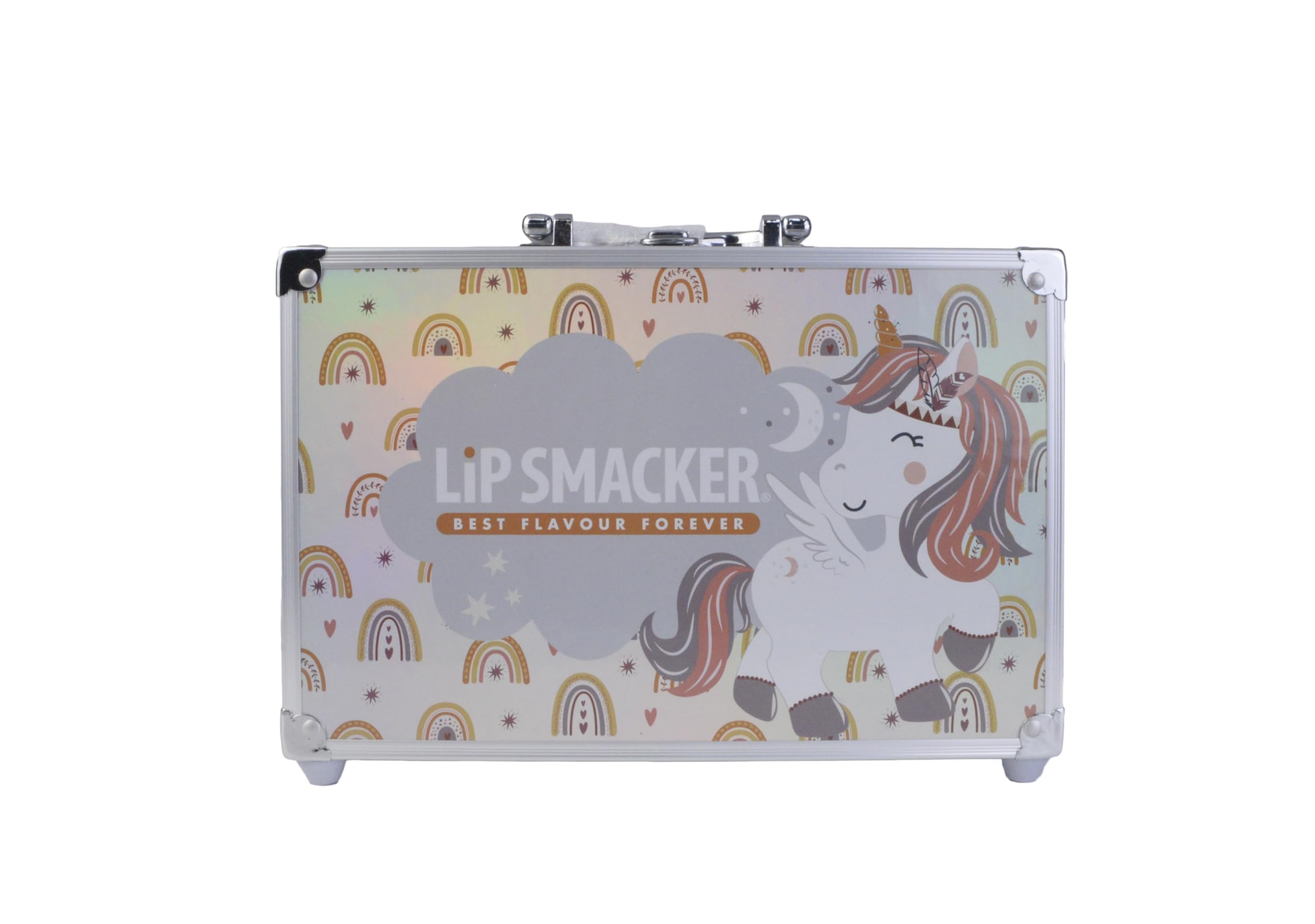 Lip Smacker Beauty Train Case, All-in-One Make-up Set für Mädchen, Bestehend aus 22 Lipglossen, 9 Cremigen Lidschatten, 2 Nagellacken, 4 Glitzerpudern und Haarspangen