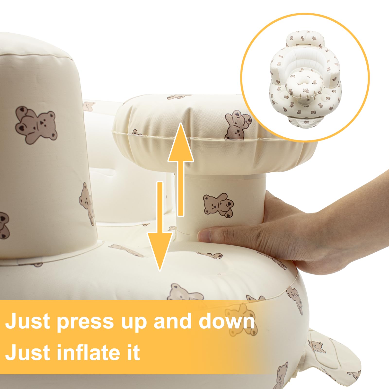 Ryvera Inflatable Baby Chair - Built-in Air Pump, Ideal for 3-36 Months Old, Portable & Comfortable Seating for Home and Travel - Image 3