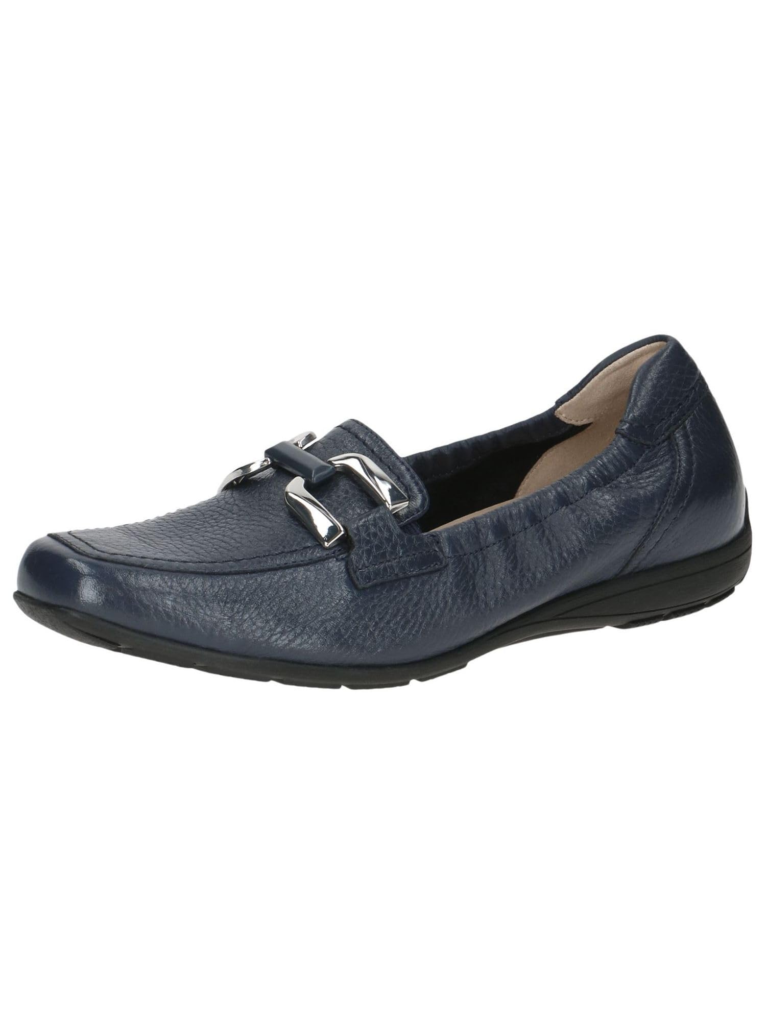 CAPRICE Women's Leather Loafers Elegant, Blue (Ocean Deer), 3.5 UK