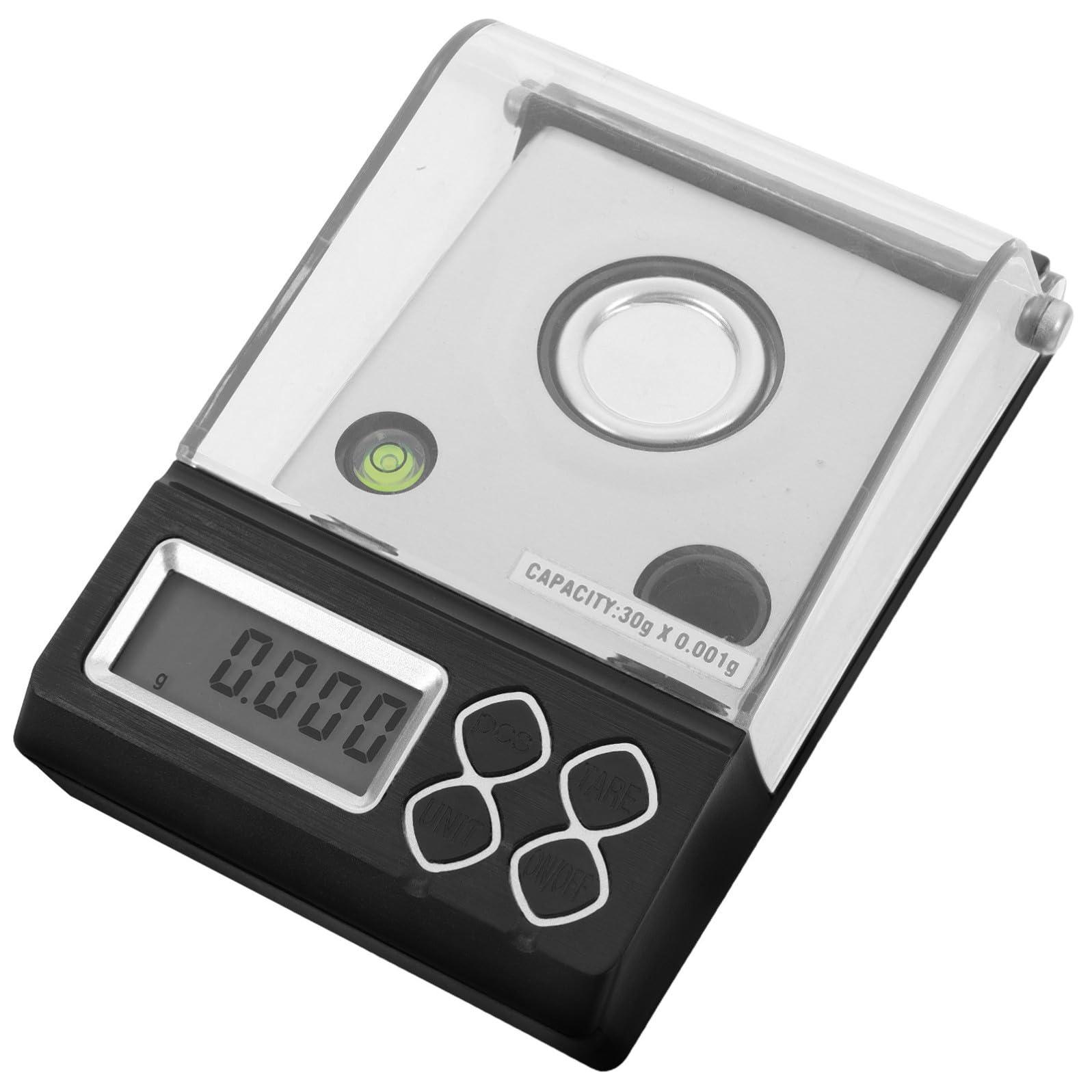 Bilancia Elettronica di Precisione Milligrammo 30g/0,001g Portatile per Uso Scientifico e Cucina Padella Sensibile e Design Compatto per Verifiche Scientifiche e Pesatura