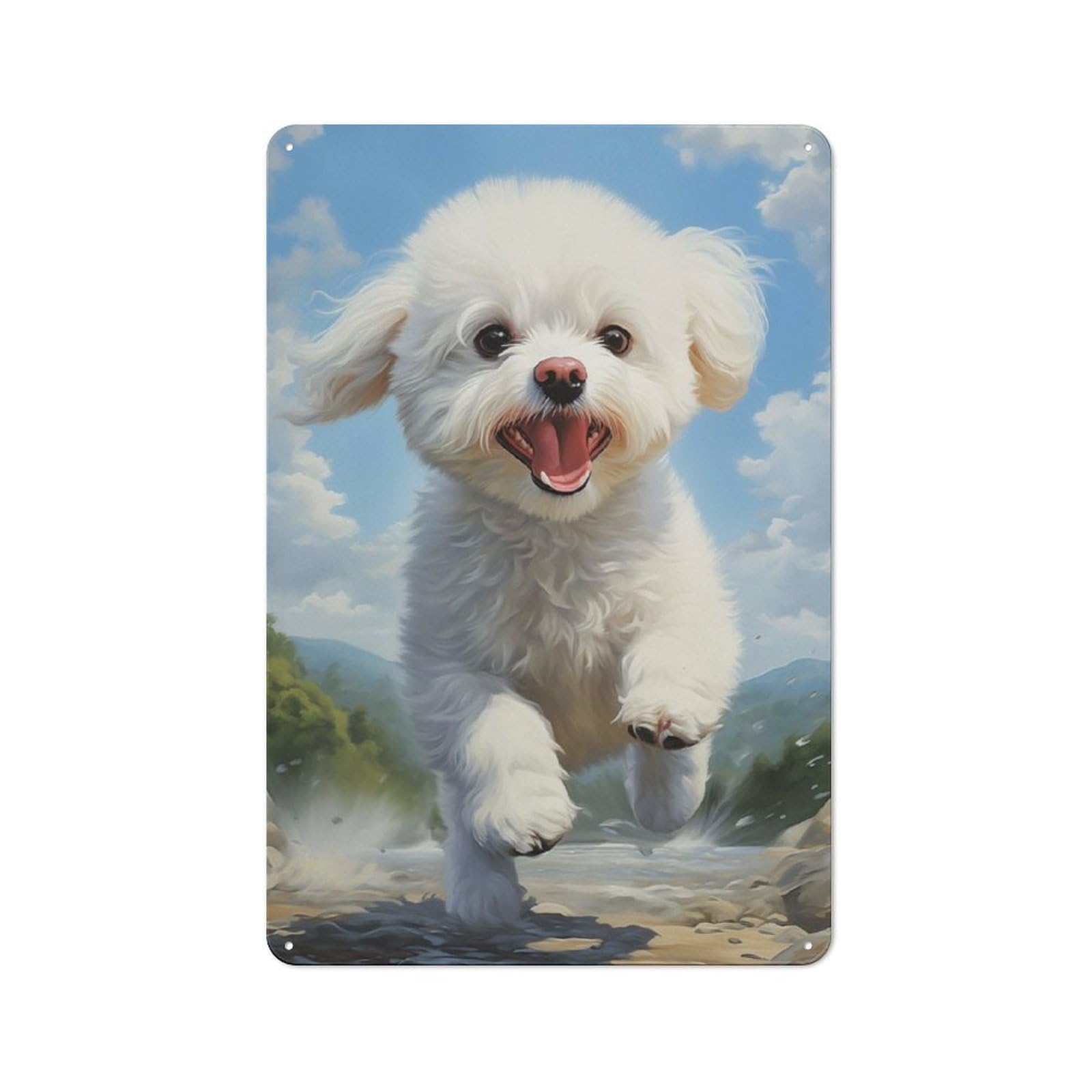 Bichon Frise Metal Wall Plaque 30x20cm, Vintage Nostalgic Wall Art for Bedroom, Office, Home Bar Or Dining Room