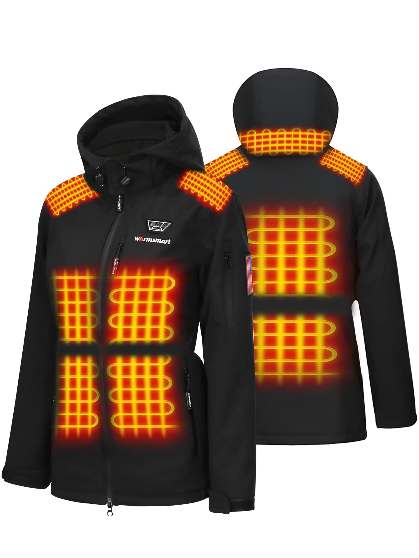 Beheizbare Jacke Damen, Wasserdicht Winddicht warm Beheizbarer Hoodie mit 15000MAH Akku, Beheizte Jacken für Outdoor Wandern Jagd Motorrad