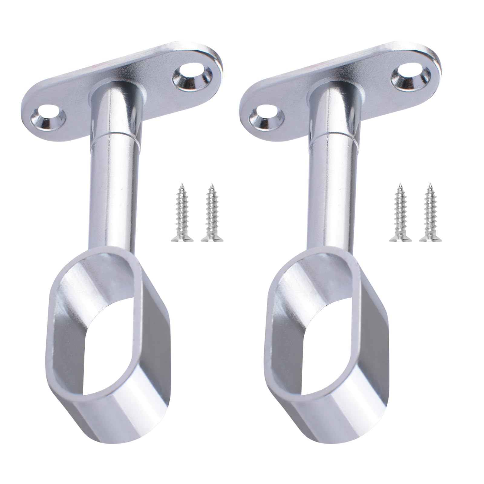 INCREWAY 2PCS Silver Heavy Duty Curtain Rod Brackets, Adjustable Ceiling/Wall Mount Supports for Rods, Ceiling Curtain Pole Brackets for Window Drapery, Closet Wardrobe & Shower Curtains — image 1