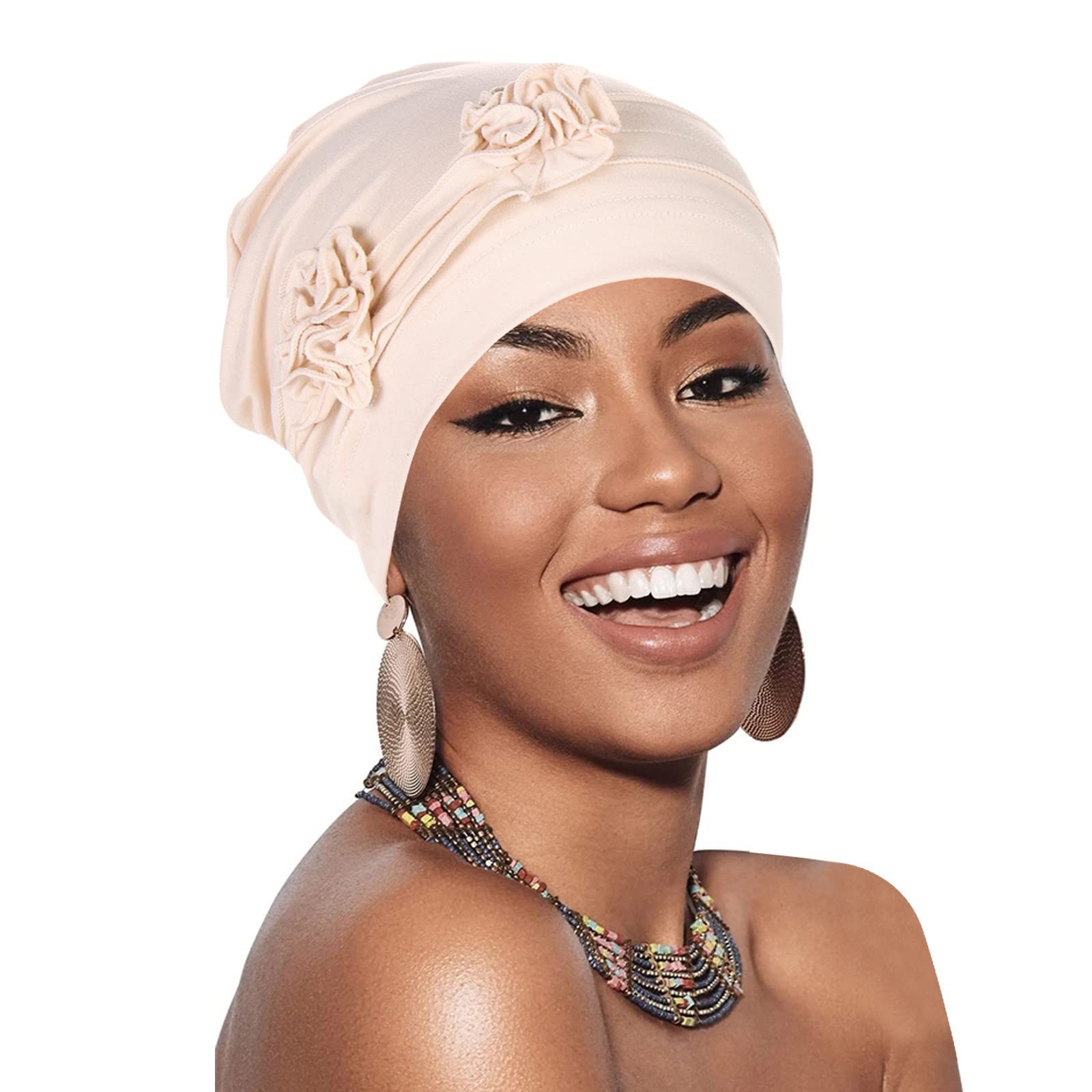 2 Chemo Turbane Für Damen - Weiche Schlafkappen Bei Haarausfall In Schwarz Und Braun