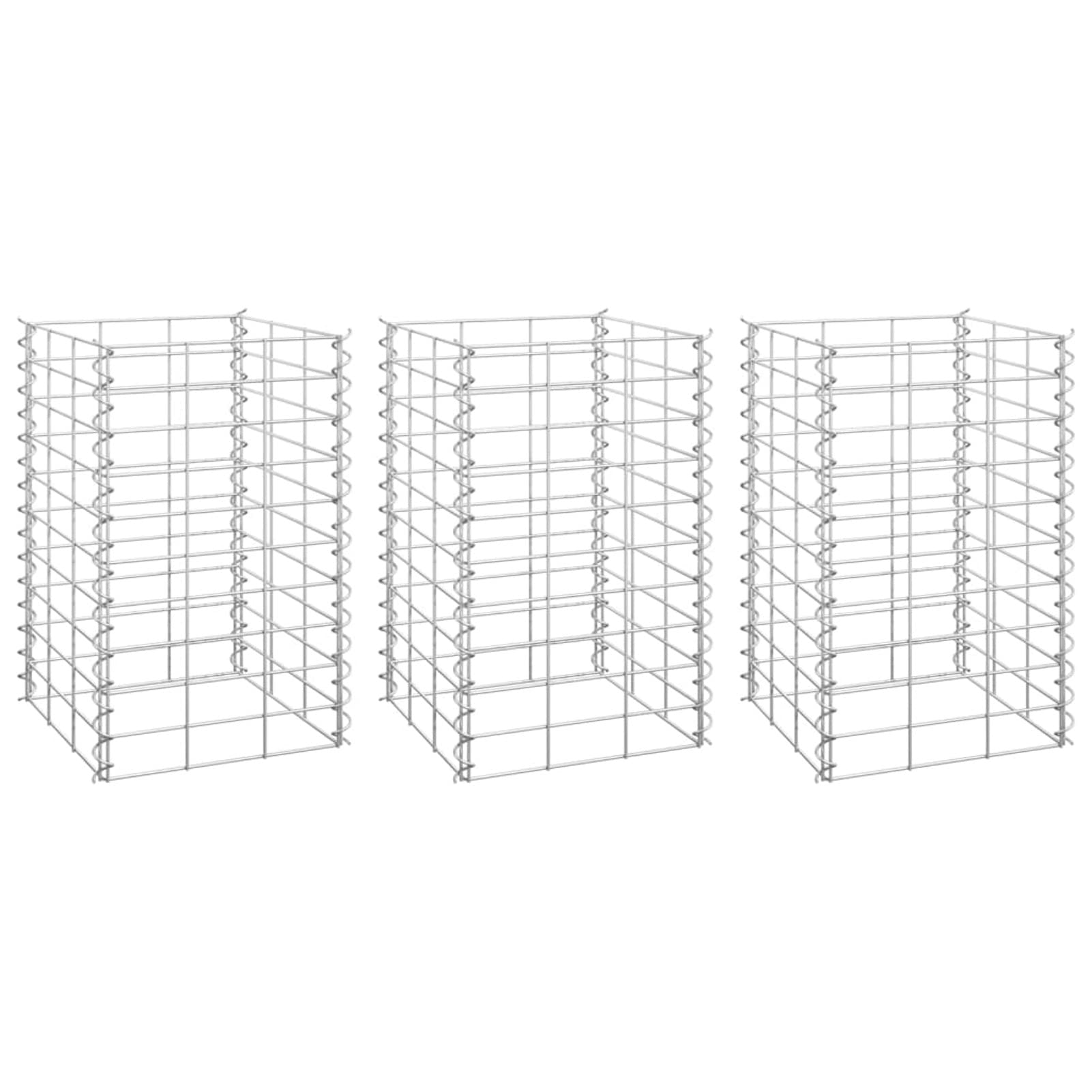 ShGaxin Gabion gabionowy 3 sztuki, doniczki na kwiaty i rośliny, doniczka na kwiaty, doniczka zewnętrzna, doniczka na kwiaty, ogród domowy, żelazo, 30 x 30 x 50 cm