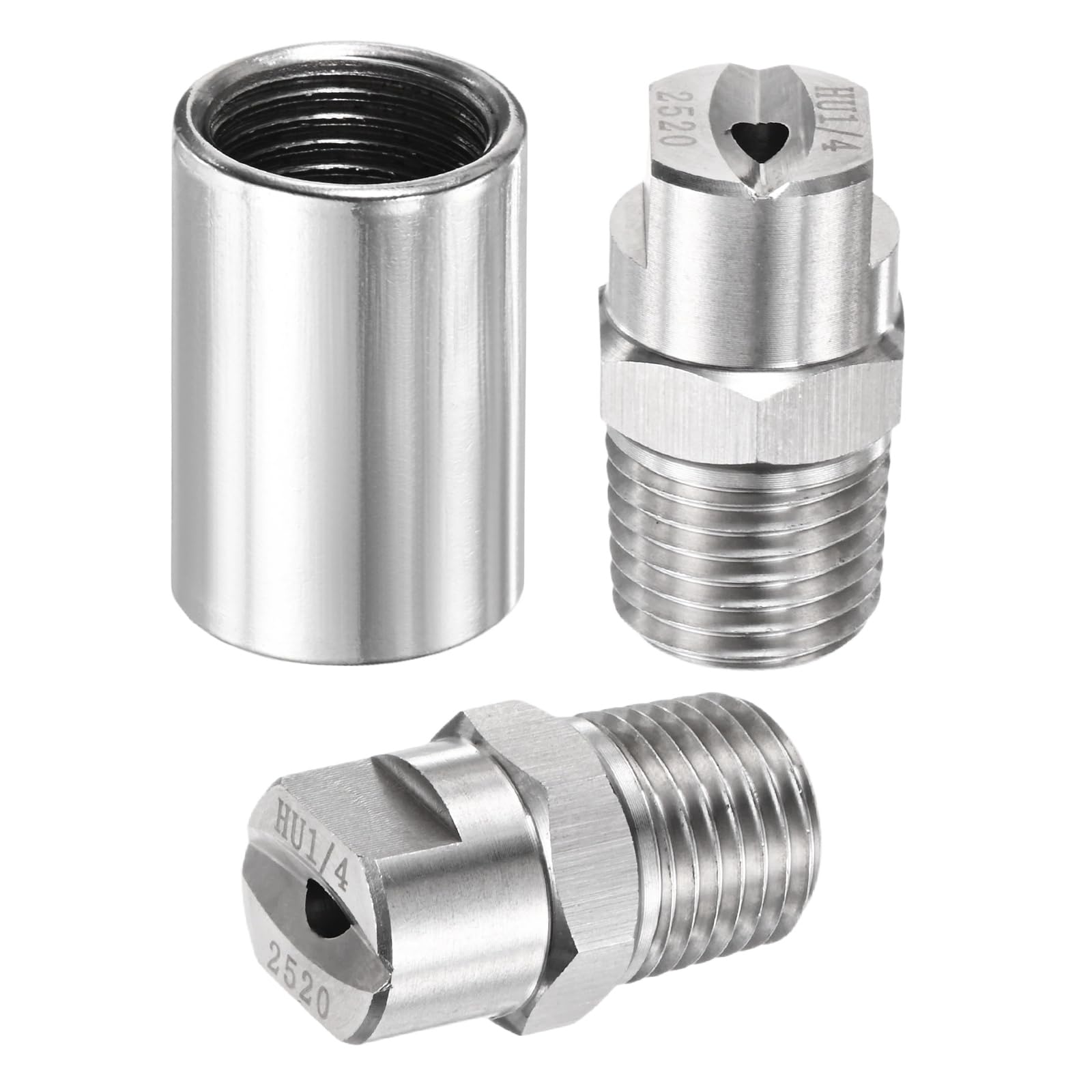 TIXIPEM 1/4" BSP Male 25 Degree Flat Fan Spray Tip [1SET] - High Pressure Washer Spray Nozzle with 1/4" BSP Female Pipe Fitting Used for Water Guns - [Stainless Steel-2.8MM]