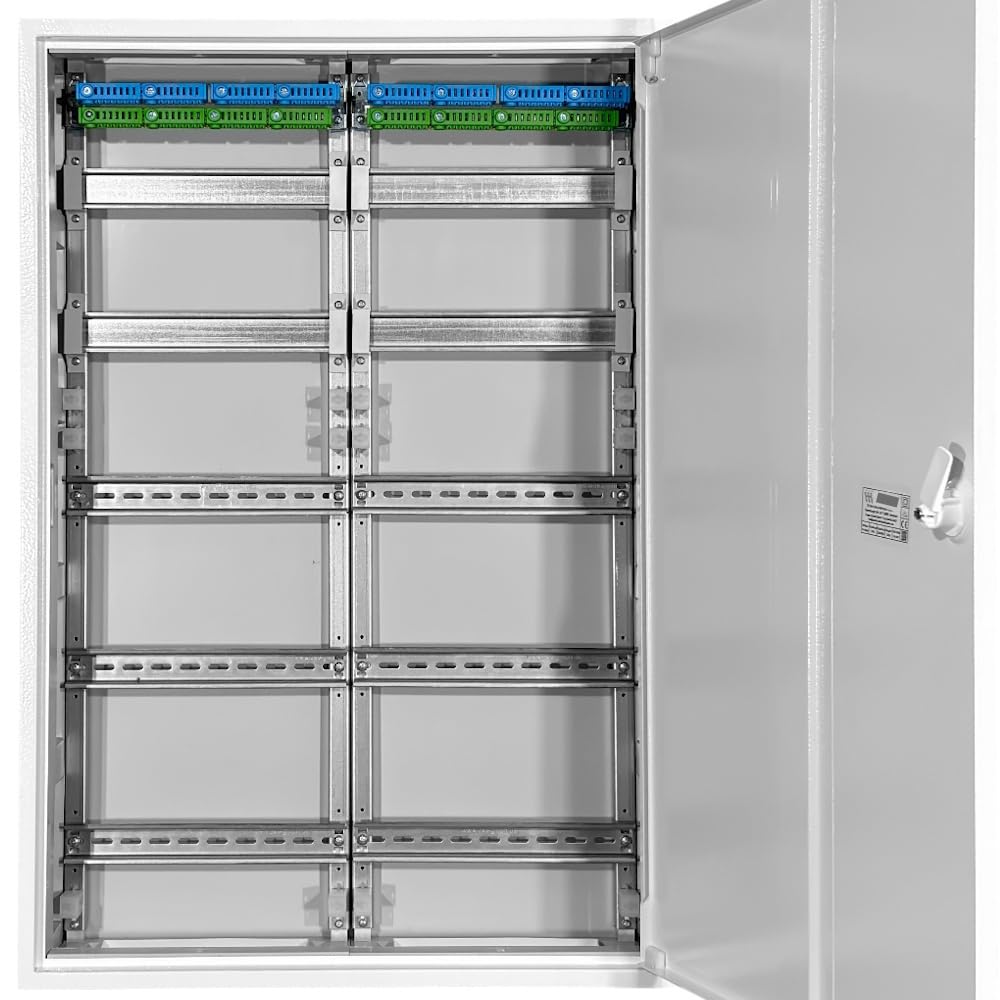 WITTKOWARE Aufputz Wandverteiler Komplettschrank, IP43, Stahlblech pulverbeschichtet, Farbe RAL9010 (reinweiß), Tiefe 140 mm, 2x5-reihig, 120TE (24TE Klemmraum)