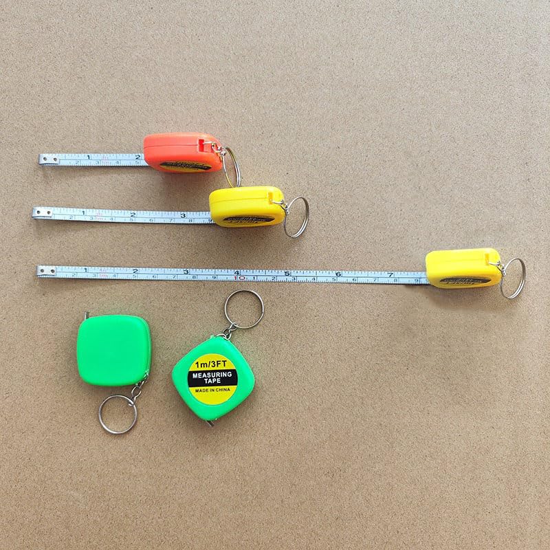 3PCS Keychain Tape Measure 1m/3.3ft Stainless Steel Blade, Compact Portable Ruler, Dual-Color Key Fob Set for DIY Crafts Travel, Mix