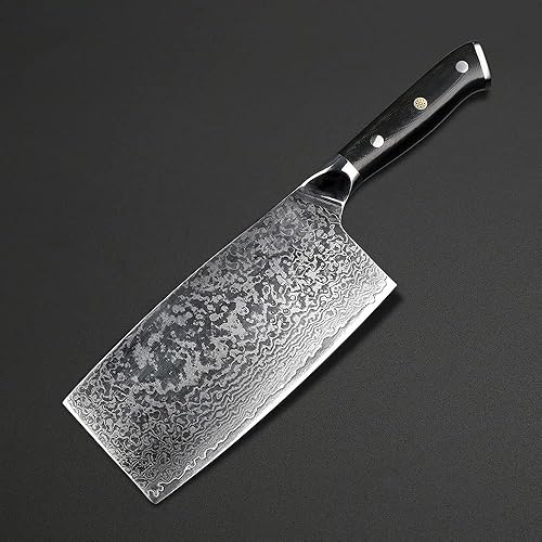 Cuchillo de cuchilla, cuchillo de carne, cuchillo de cortar de 7 pulgadas, cuchillo de cortar chino de acero Damasco VG10 Chef Chopper