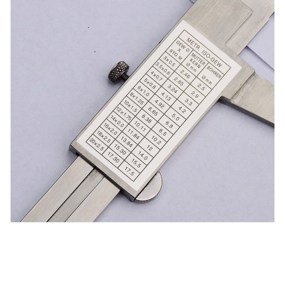 Calibro A Corsoio 150mm STEINLE - Con Vite Di Bloccaggio E Tabella Filettature | Precisione 0.05mm - Foto 7