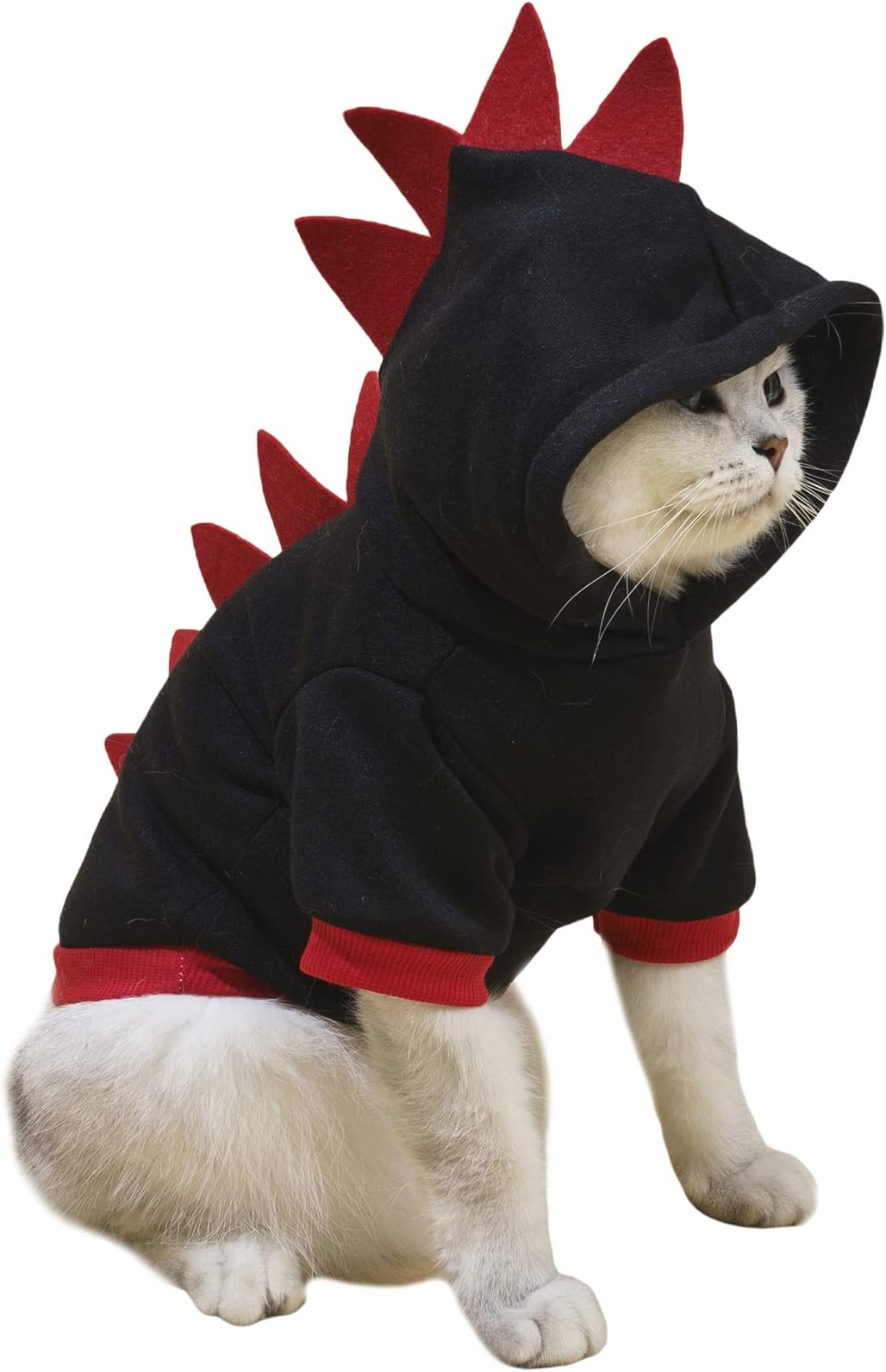 QWINEE Dinosaur Hoodie Warm Jacket Christmas Halloween Costume Clothes for Puppy Kitten Small Medium Dogs Cats Black M