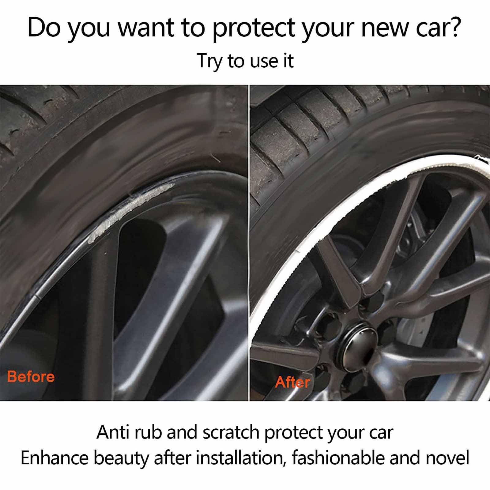 Protezione Per Cerchi Auto Ad Alta Resistenza, Protezione Per Cerchi in Lega Da 16-21 Pollici, 4 Pezzi Di Rivestimento in Gomma Per Pneumatici, Protezione Dei Pneumatici Dai Graffi ,18inch,Black