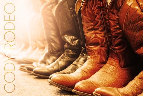 Wyoming Codeo Rodeo Botas de vaquero 36 x 54 pulgadas impresión de galería Giclée para decoración de pared póster de viaje