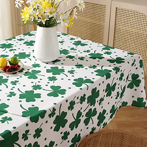 St Patricks Day Tablecloth Rectangle,Shamrock Green Table Cloths Lucky Leaves Spillproof Wrinkle Resistant Waterproof Soft Polyester Oblong Table Cover Decorations For Dining Kitchen (60"X84") #TOP2