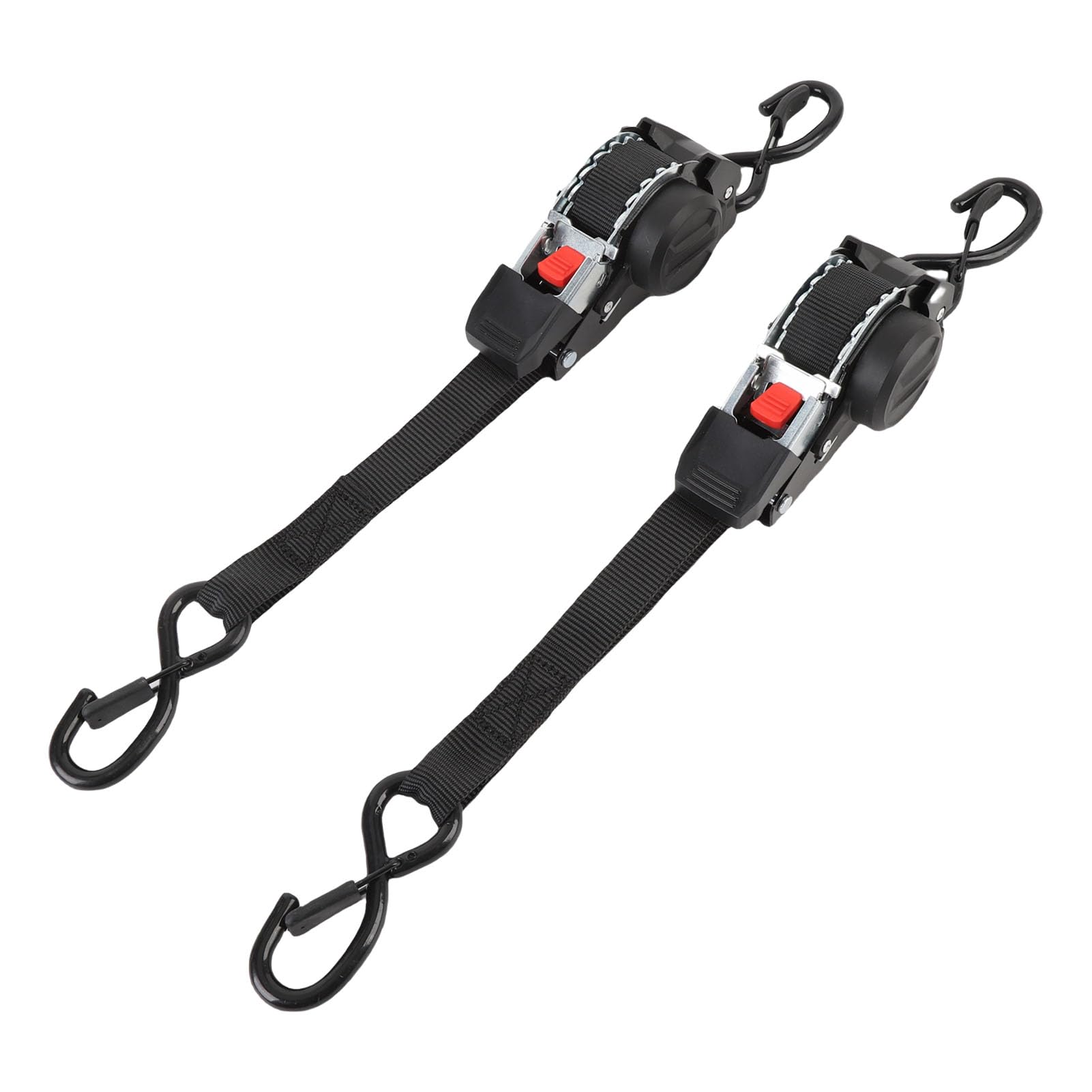 Zunate 2 Stück Ratschengurte, 2,5 cm X, Automatisch Einziehbare Zurrgurte mit S-Haken, 1760 Lbs Bruchfestigkeit für Boot, Jet-Ski, Motorräder, ATV, Anhänger