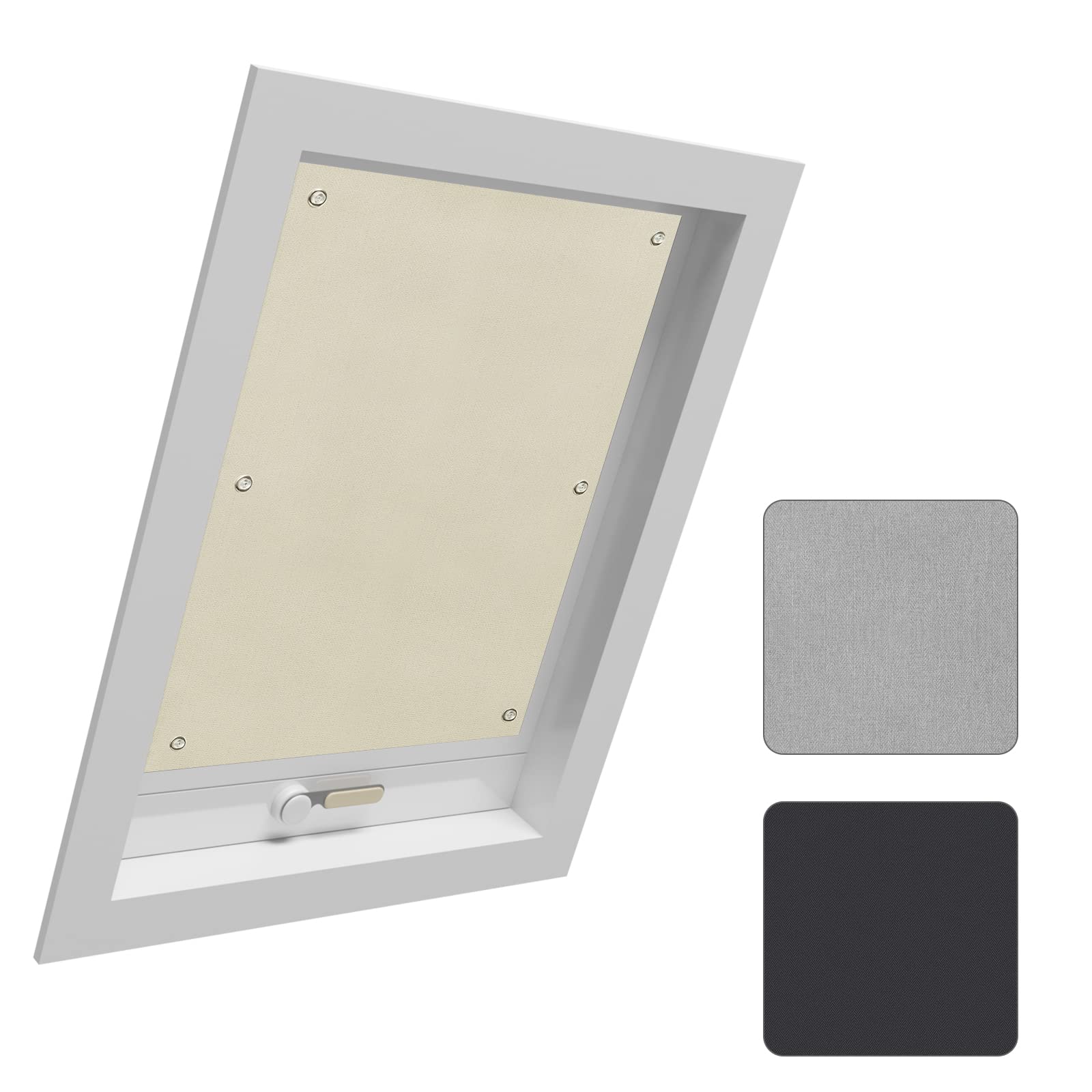MUHOO Store Enrouleur Occultant, Avec Ventouses, 100 % Opaque, Pour Fenêtre De Toit Velux, 96 X 93 Cm, Noir