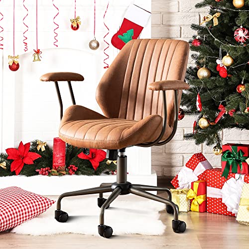 ovios Ergonomic Office Chair Modern Computer Desk Chair Suede Fabric
