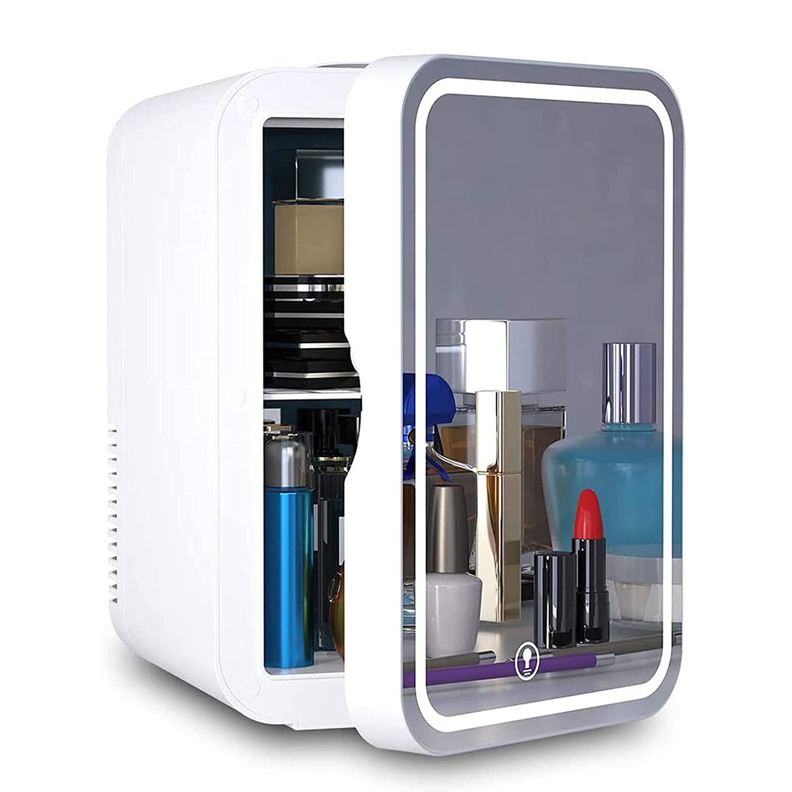 Mini Frigorifero Da 8 Litri AC/DC Portatile Beauty Fridge Dispositivo Di Raffreddamento Termoelettrico E Riscaldatore Per La Cura Della Pelle, Camera Da Letto E Viaggi (Design A Specchio E LED)