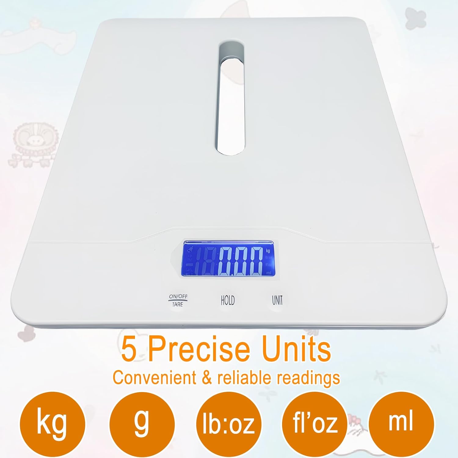 Baby Scale, Baby Scales for Weighing, Pet Scale for Puppy, Cat, Baby Weight Scale with Measuring Tray, LCD with Hold & Tare, with 3 Weighing Modes(Kg/Oz/Lb)