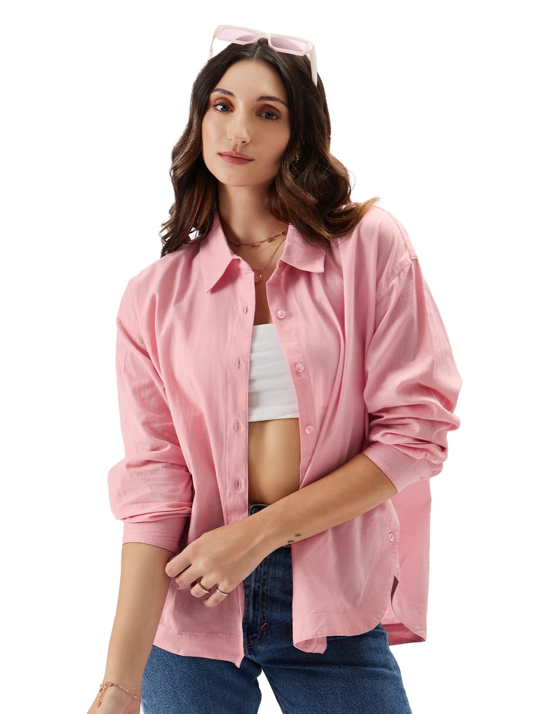 The Souled StoreWomen's Solid Loose Fit Shirt