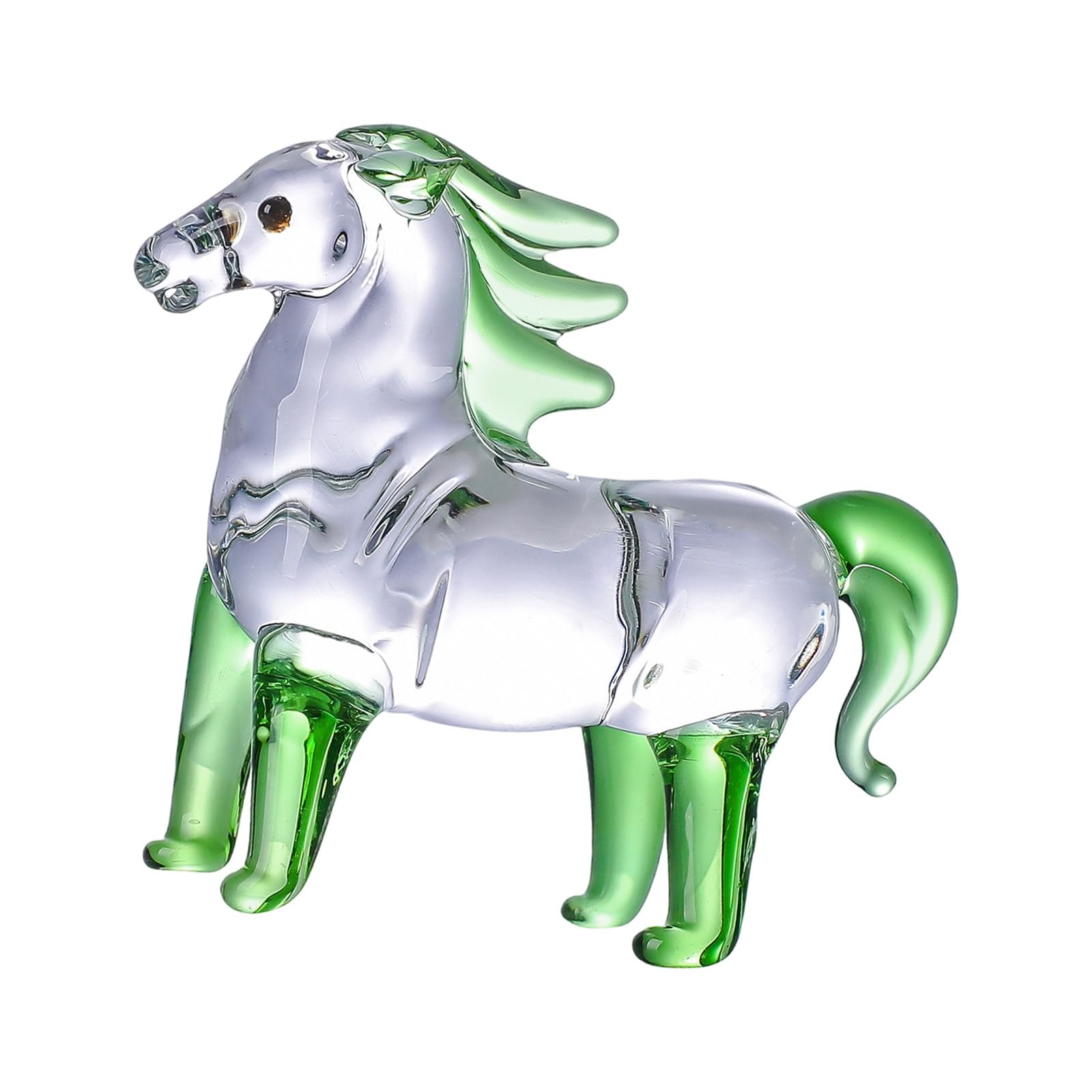 Msioytog Crystal Horse Statue Glass Art Animal Sculptures Standing Horse Figurines Ornament Elegant Homes Decorations Collections Animal Collectible Figurines