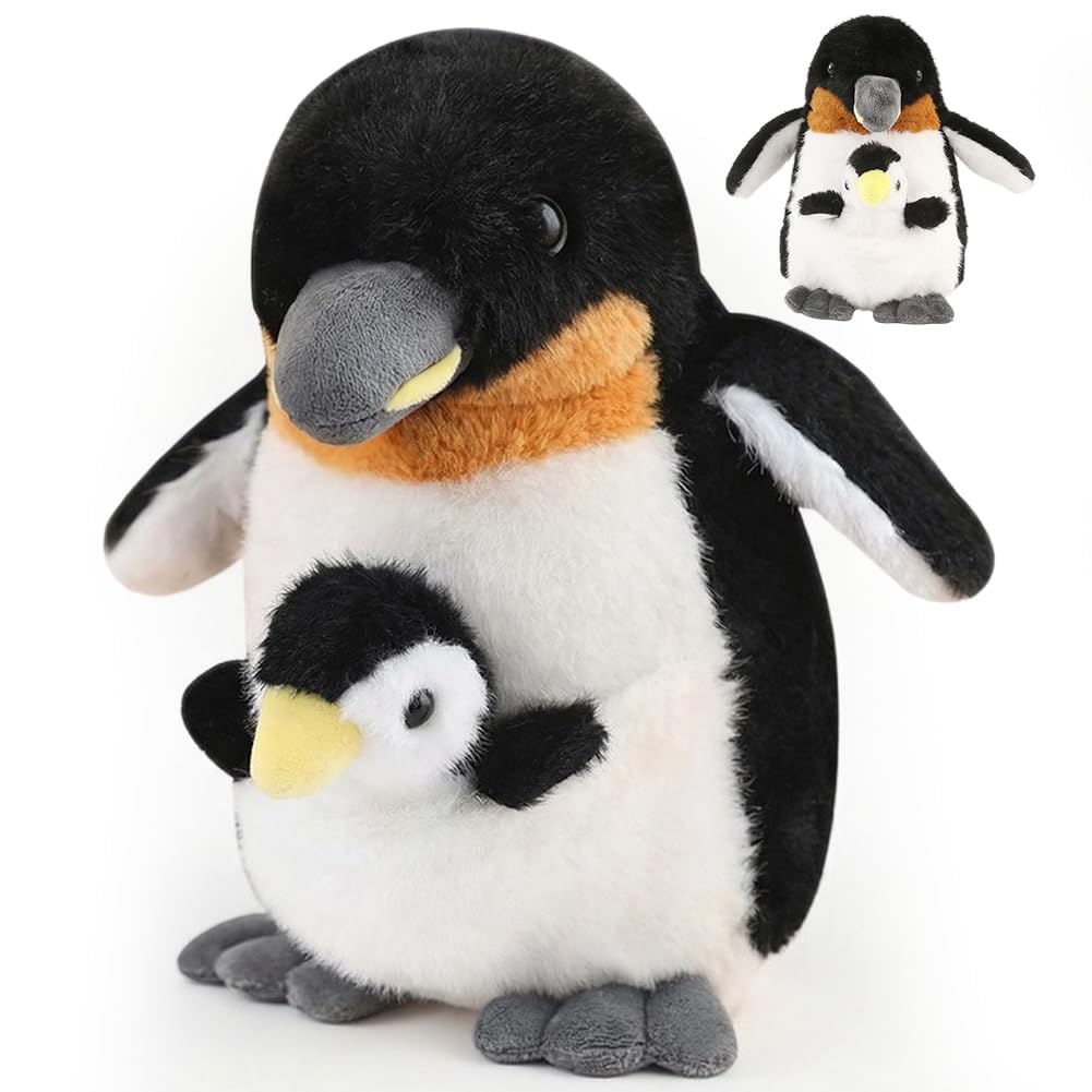 JynxtoyZeal Penguin Mom Baby Plush Toy 22cm Stuffed Animal Plushie Doll Soft Penguin Plush Stuffed for Birthday Easter Mother's Day