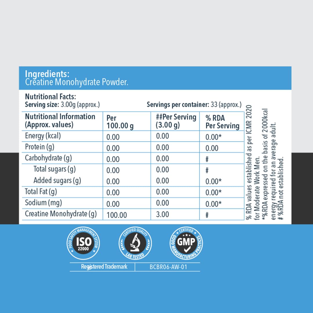Proathlix Creatine Monohydrate Micronized Powder (100g, Unflavoured), 83 Servings & 3g Creatine Per Scoop, Lab Tested, For Enhanced Muscle Strength with Rapid Absorption — Amazon image 7