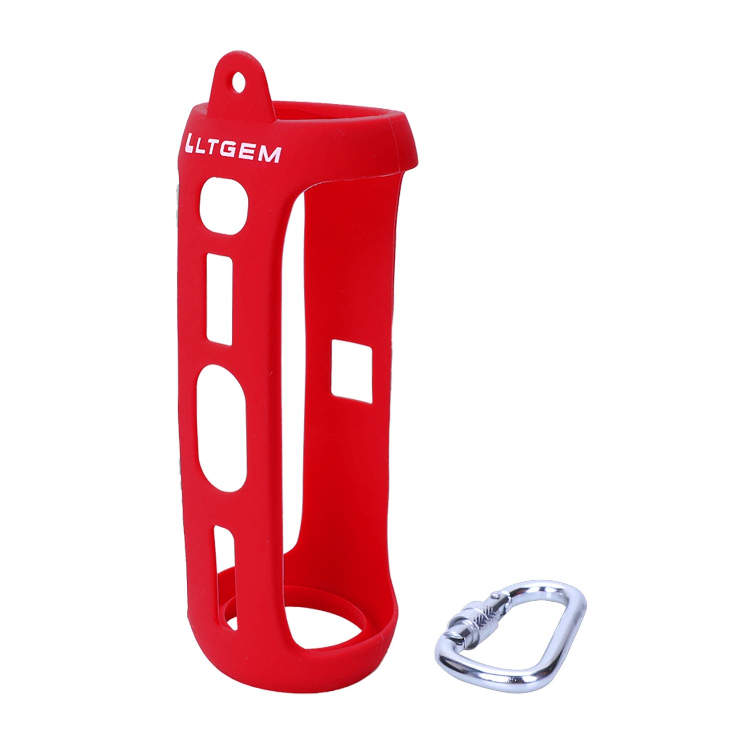 LTGEM Silicone Carrying Travel Case Compatible with JBL FLIP 5 Waterproof Portable Speaker with Extra Carabiner - Red