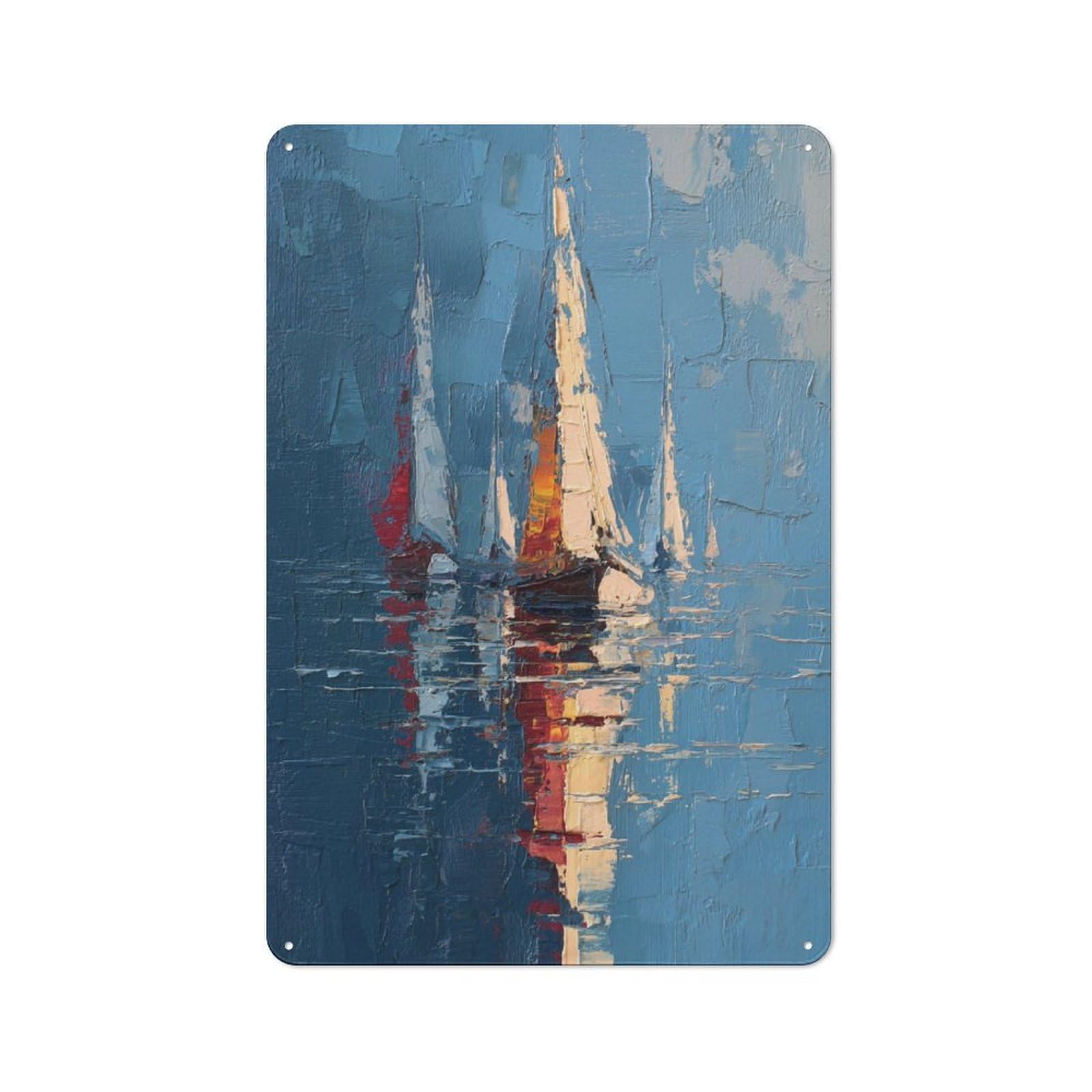 Junmoney Sailing Serenity For Guest Room Or Hallway, Retro-Style Tin Sign 30X20cm, For Vintage Wall Decor Fans, For Themed Room Decoration