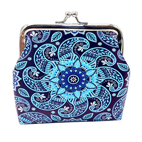 Preisvergleich Produktbild Rovinci Damen Schnappverschluss Münzfach Blumen Drucken Handtaschen Hasp Brieftasche Handtasche Geometric Gedruckt Geldbörse Geldbeutel Portemonnaie Portmonee Ethno Tasche Kupplung Wallet Clutch