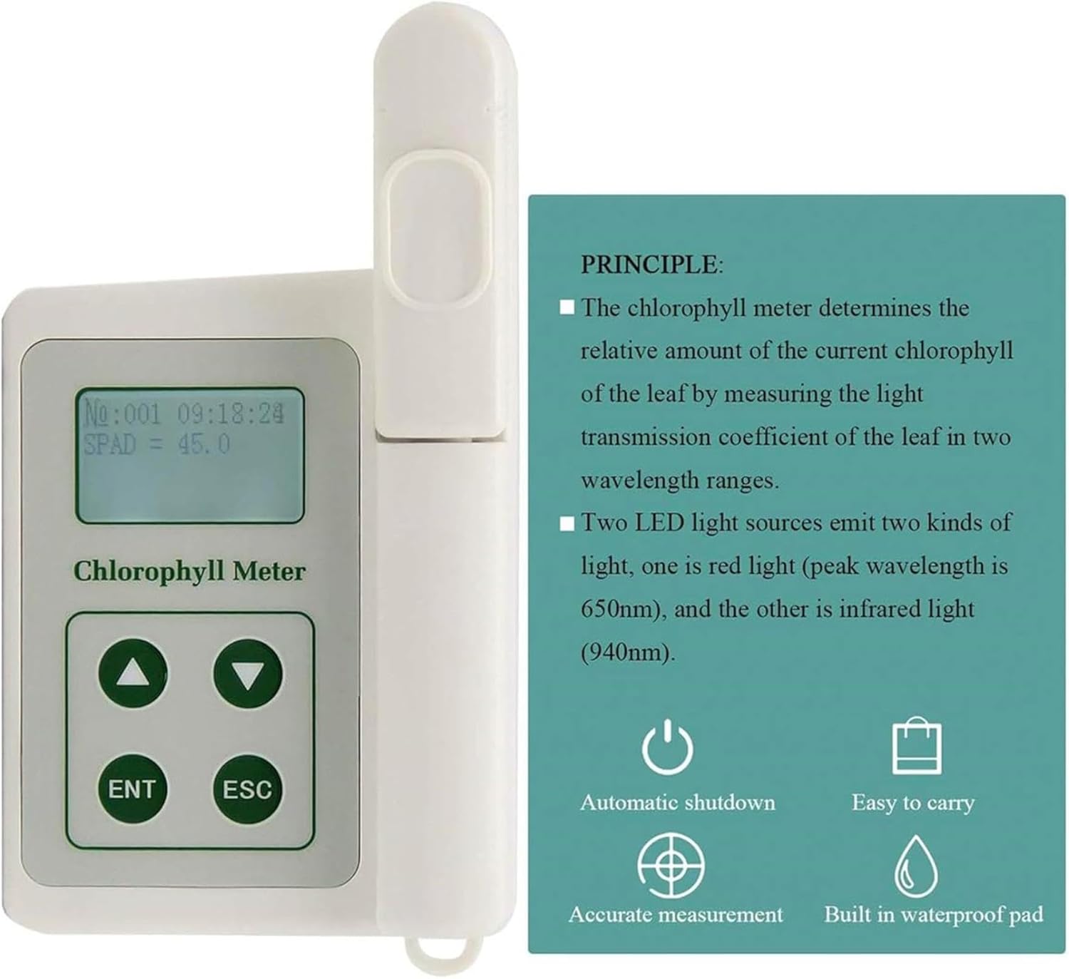 3-in-1 Chlorophyll Meter, for High-Precision Detection of Chlorophyll and Nitrogen Content, for Agriculture and Gardening