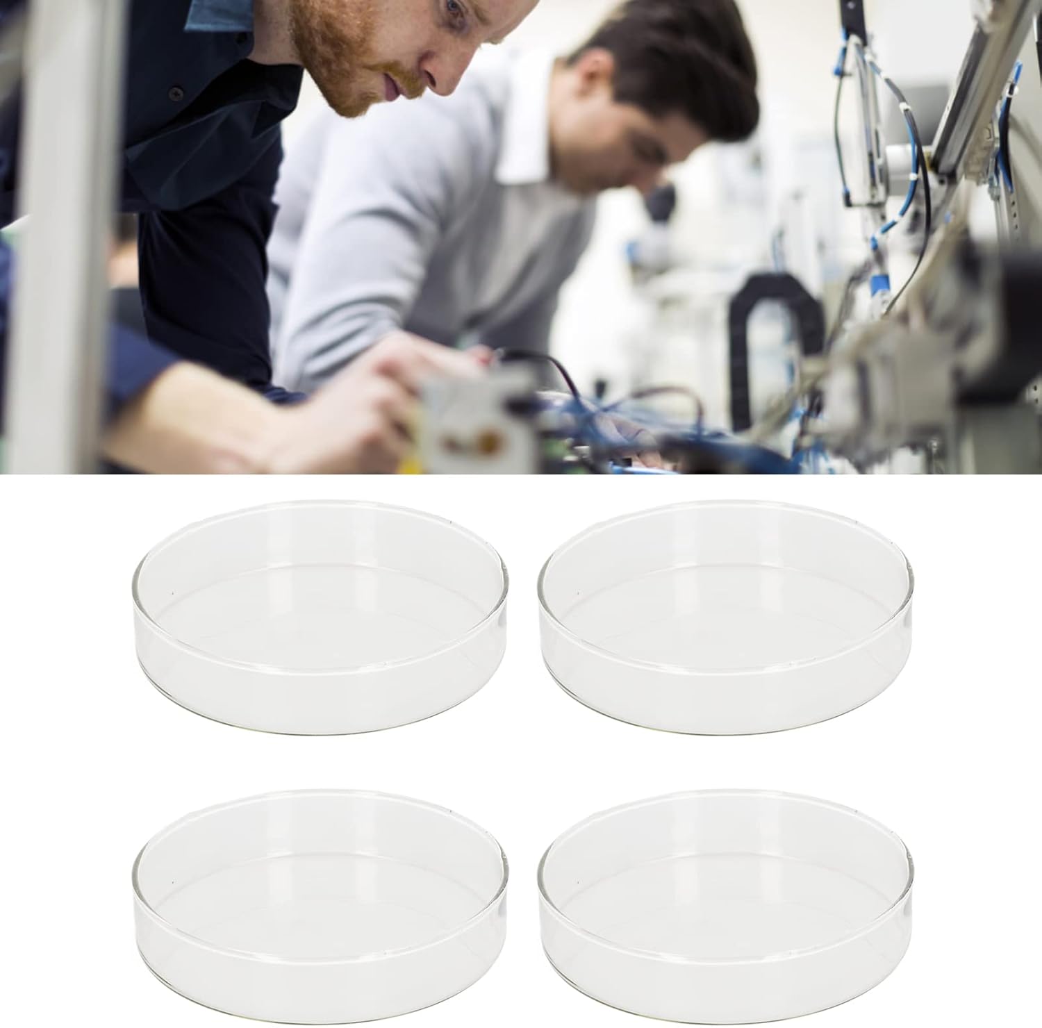 Glass Petri Dish Set - 4 Sets of Acid and Alkali Resistant Plates for Laboratory Use