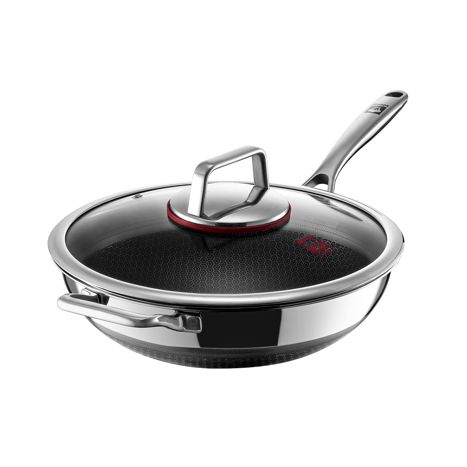 Amazon.com: KOBACH Stainless Steel Nonstick Wok Pan with Lid, 12
