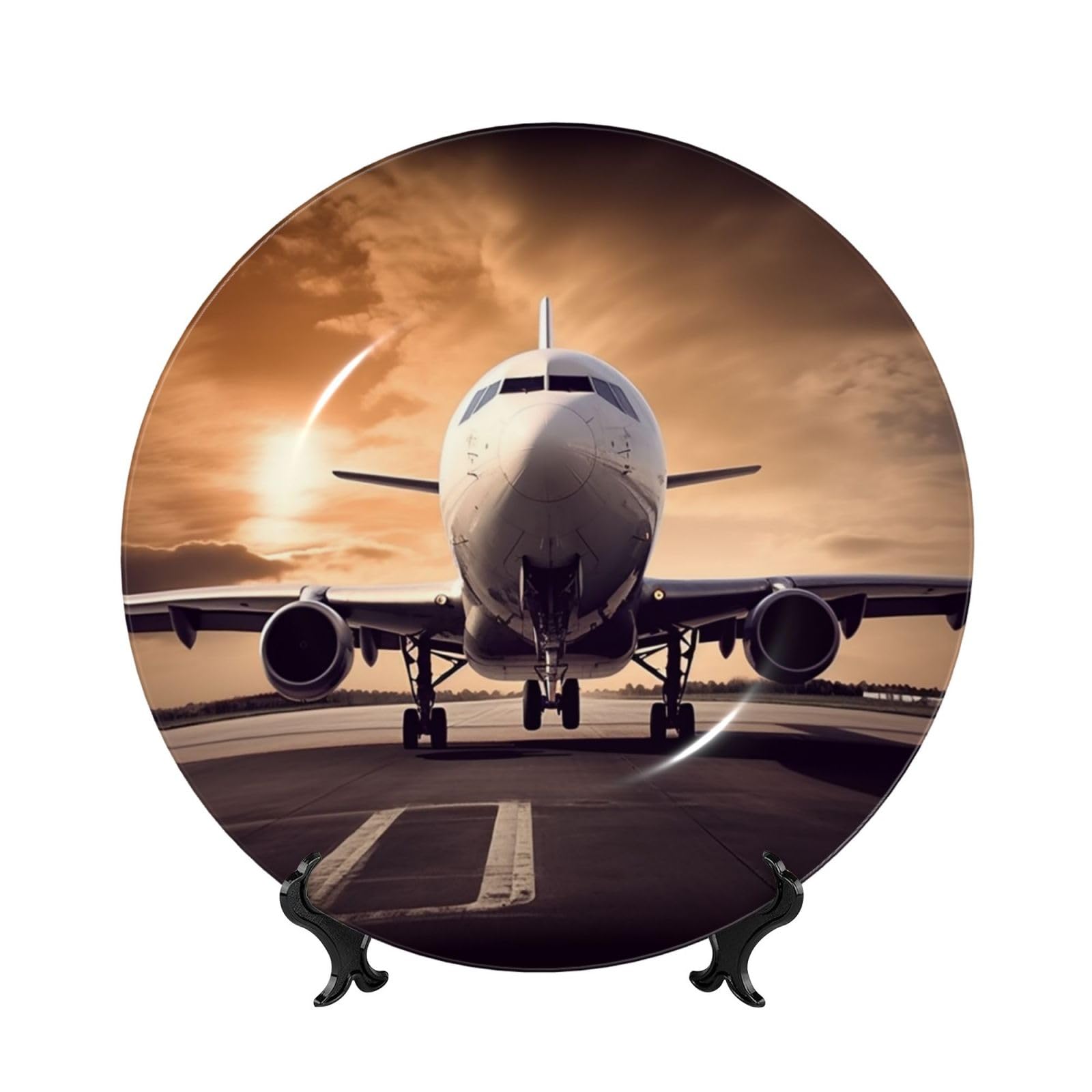 Assiette décorative avion en céramique pour embellir votre salon ou bureau