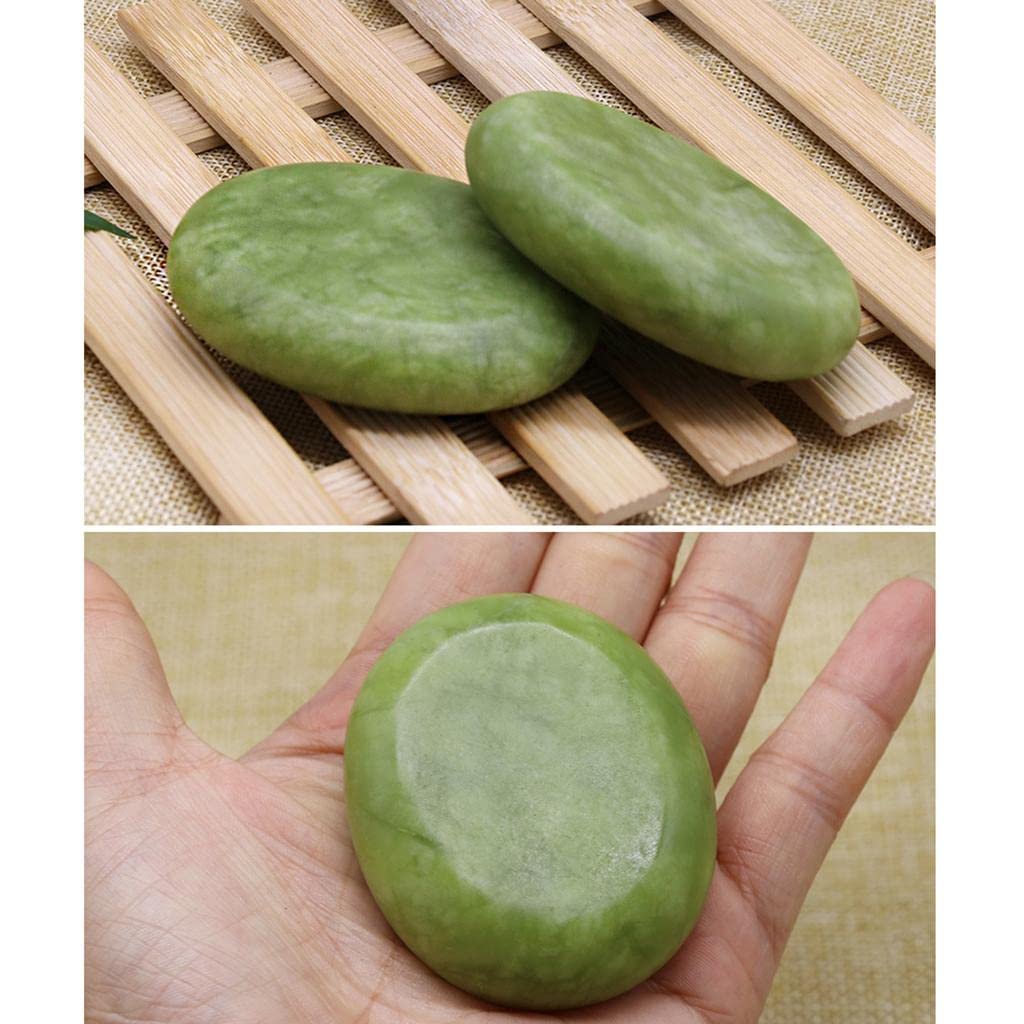 Jojomis 6 piezas de piedra de masaje caliente de jade para el cuerpo facial, piedra caliente, masaje de spa, 6 x 8 cm