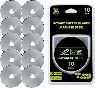 HEADLEY TOOLS 60mm Rotary Cutter Blades 10 Pack Fits Olfa, Fiskars, Replacement Rotary Blade for Arts Crafts Quilting Scrapbooking Sewing, Sharp and Durable