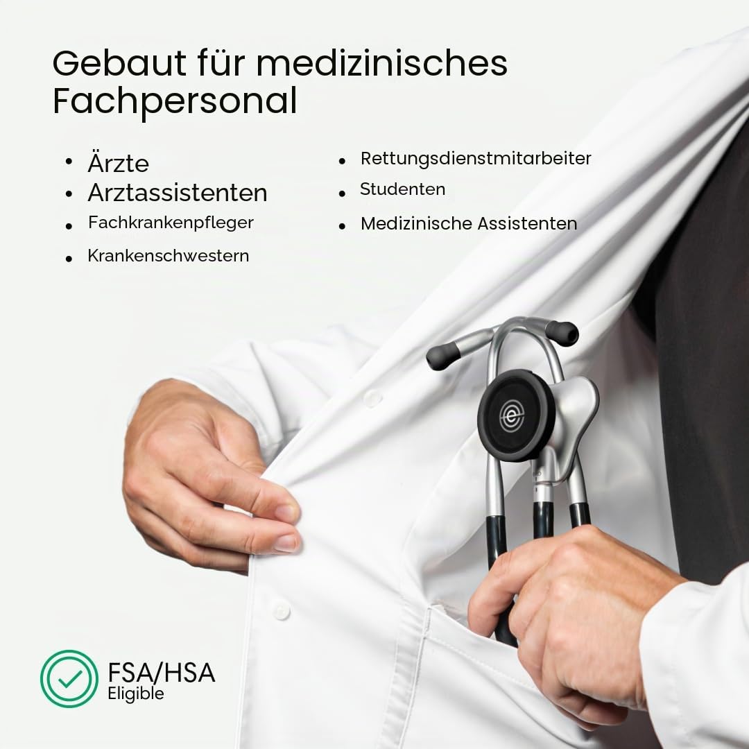 CORE 500™ Digitales Stethoskop, 40-fache Verstärkung, aktive Geräuschunterdrückung, 3-Draht-EKG, FDA genehmigt mit Eko+, Vollfarbanzeige, rückerstattungsfähig, Champagner