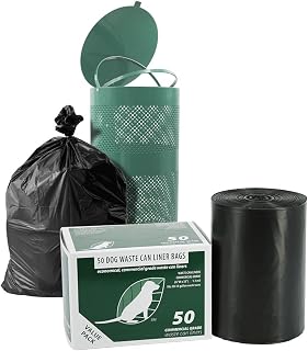 Zero Waste USA Heavy Duty Dog Waste Station Can Liners - 1.1 Mil Thick, 50 Bags Roll, 26"x33" Fits 10-13 Gal Cans