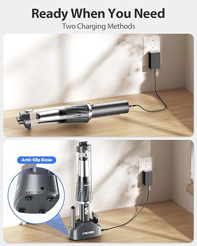 Miniatura 9 de Aspiradora de mano inalámbrica de 25000 Pa para automóvil, aspiradora de mano 3 en 1, incluye pantalla inteligente y base de carga, aspiradora de