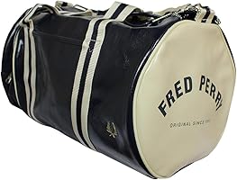 FRED PERRY クラシックバレルバッグ Tonal Classic Mini Barrel Bag(1SZ 774：BLACK / GOLD): | FRED