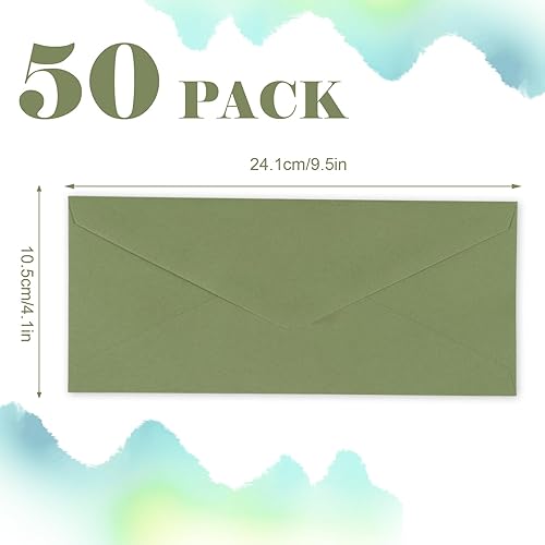Miniatura 2 de Whaline Juego de 50 sobres de invitación A7, color verde salvia, sobres para tarjetas de felicitación, sobres con solapa en V, fundas para tarjetas
