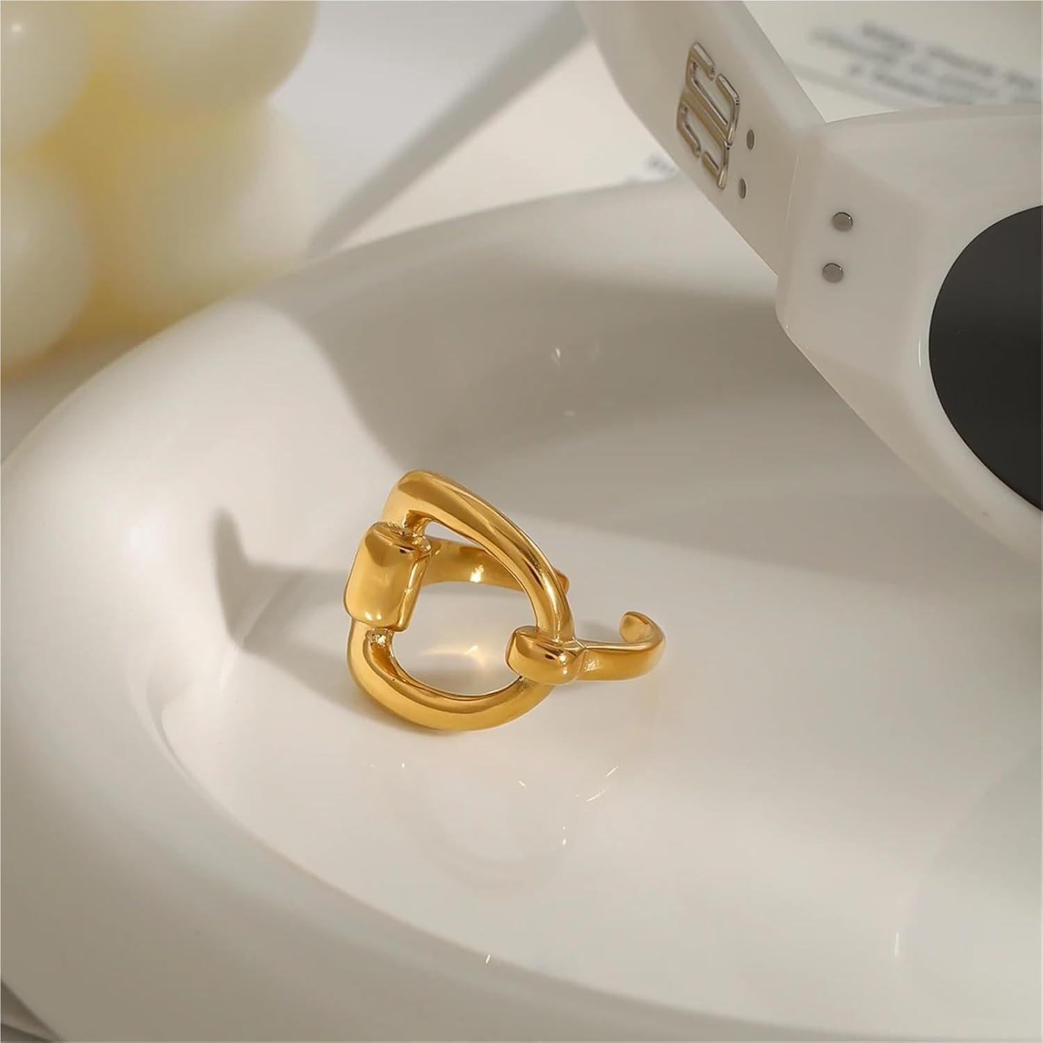 Stainless Steel Letter D Hollow Opening Ring For Unisex Trendy Jewelry 1Pcs