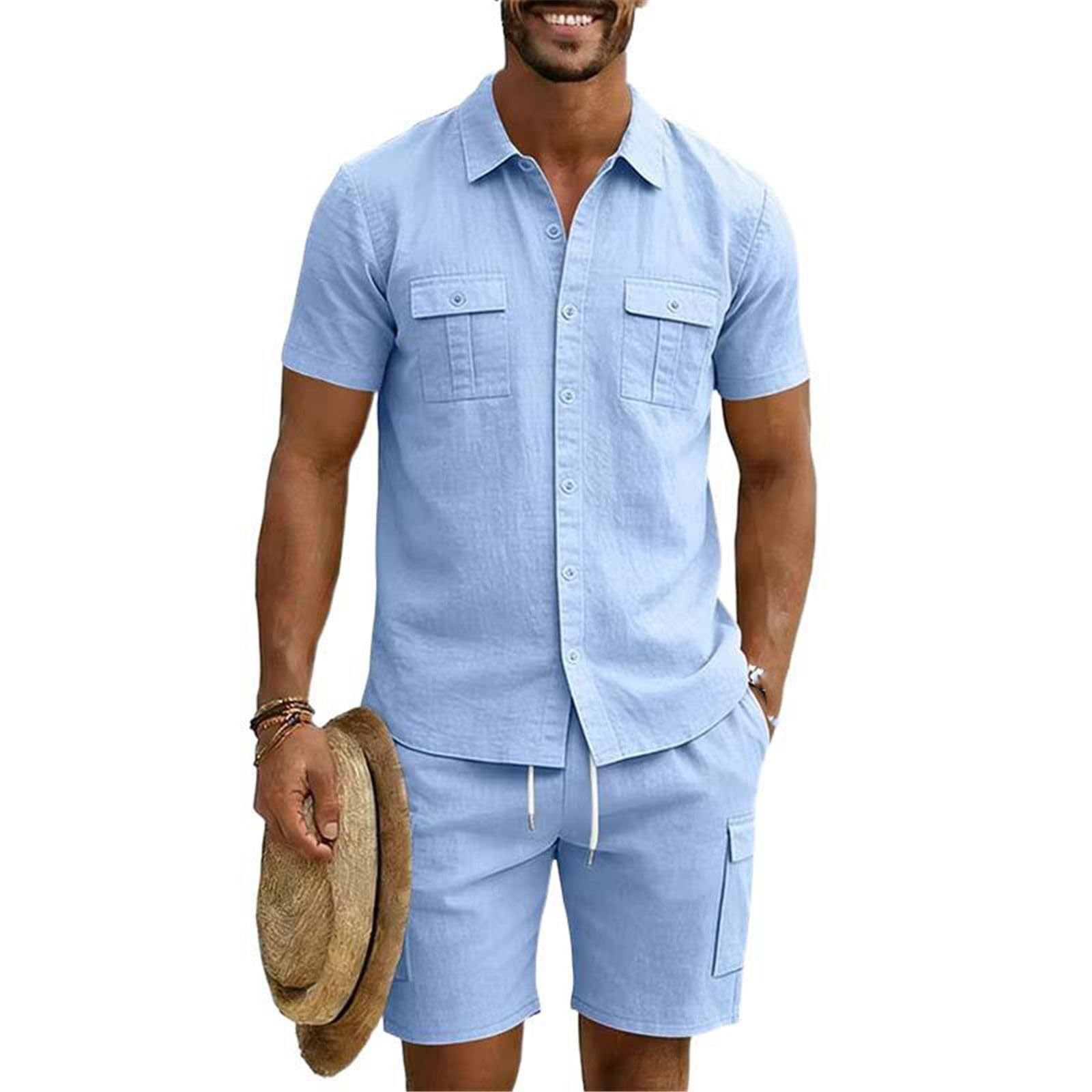 Set da uomo tuta sportiva casual, maglietta traspirante e pantaloncini estate