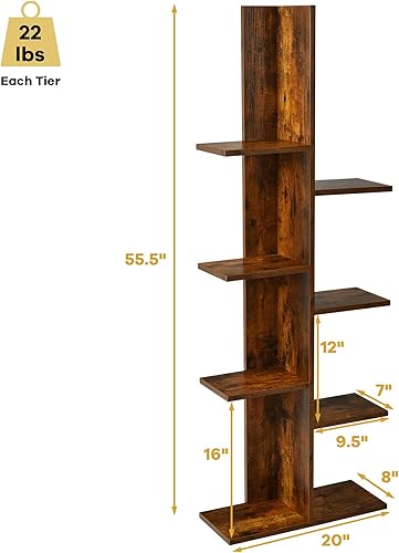 Miniatura 2 de Estantería moderna, estantería geométrica con 8 estantes abiertos, estantes de madera para libros, estante de almacenamiento que ahorra espacio,