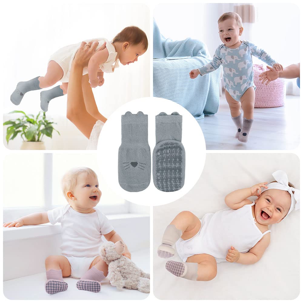 Vicloon Calcetines de Algodón Antideslizantes para Bebés, 5 Pares, Deportivos de 0 a 12 Meses — view 2