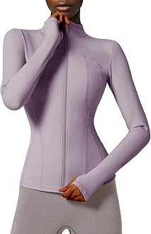 Women's Slim Fit Full Zip Athletic Running Sports Workout Jacket with Pockets