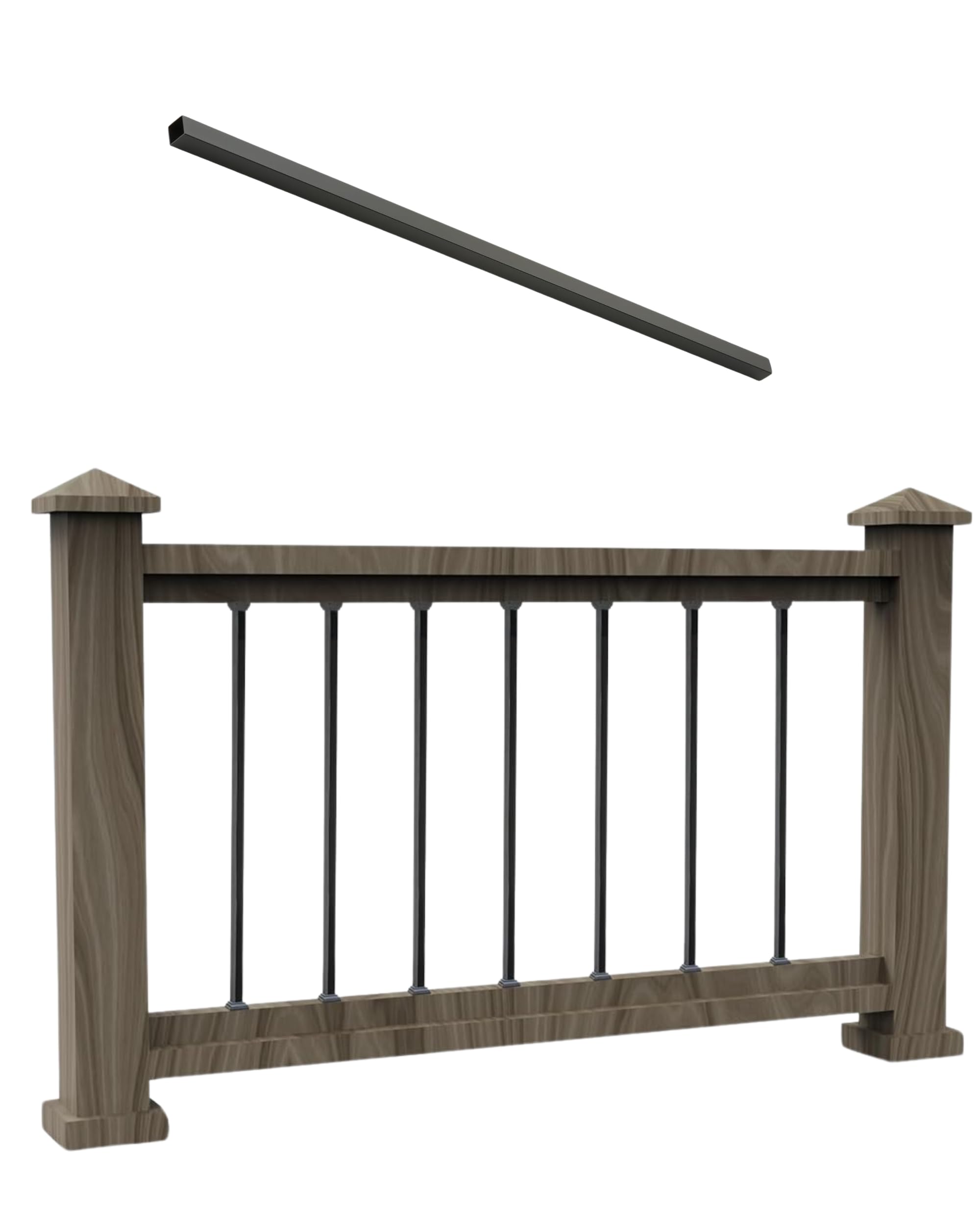 Deck Vista 30" Square Aluminum Baluster 30 Pack, Metal Deck Railing Stair Porch Staircase Spindle Kit, Home Interior Improvement Indoor Outdoor Matte